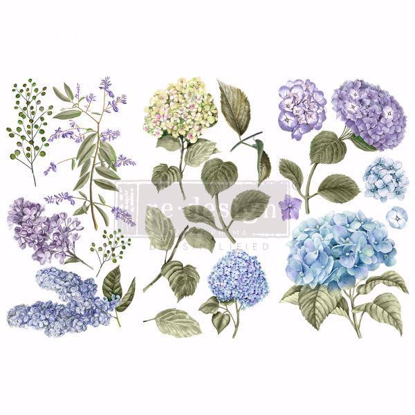 Re-design with Prima - Mystic Hydrangea 3 dele af 15 x 30 cm Decor Transfer - 653408