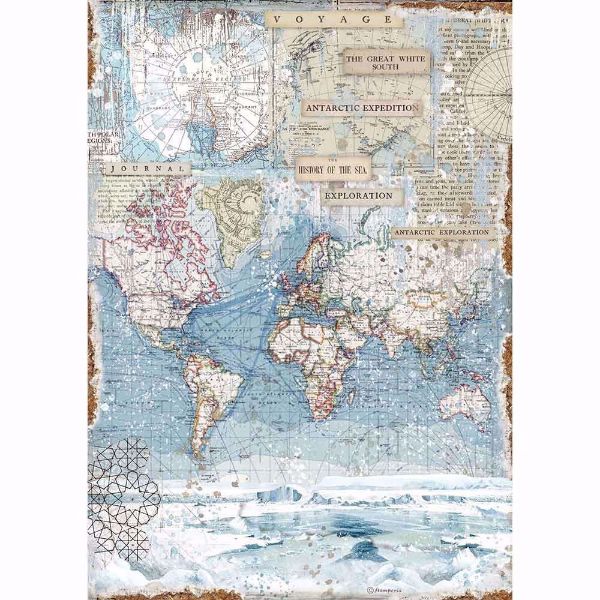 Stamperia A3 Ris papir til decoupage scrapbooking og kort - Antartic Exploration - DFSA3078