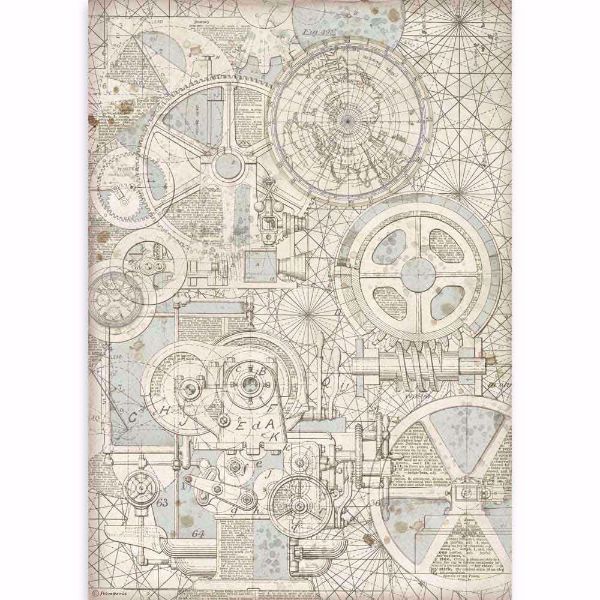 Stamperia A3 Ris papir til decoupage scrapbooking og kort - Sir Vagabond Train Mechanism - DFSA3080