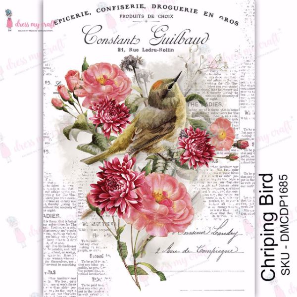 Chirping Bird - A4 Transfer Me fra Dress My Craft - DMCDP1685