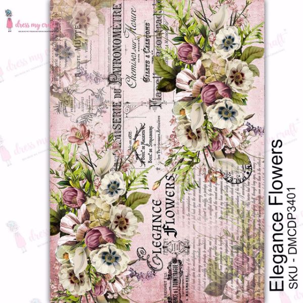 Elegance Flowers - A4 Transfer Me fra Dress My Craft - DMCDP3401