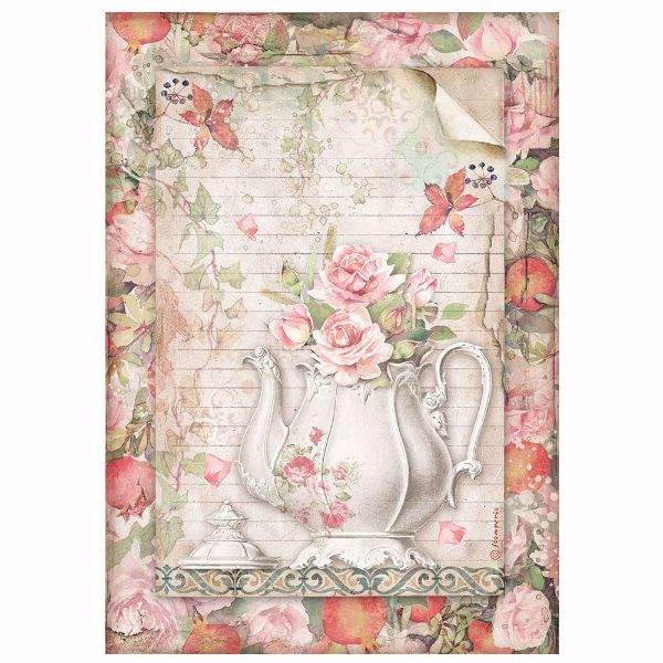 Stamperia Ris papir til decoupage scrapbooking og kort - DFSA4659 - Casa Granada Teapot with Flowers