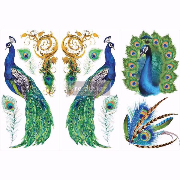 Re-design with Prima - Peacock Paradise - 3 stk af 15 x 30 cm Decor Transfer - 656775