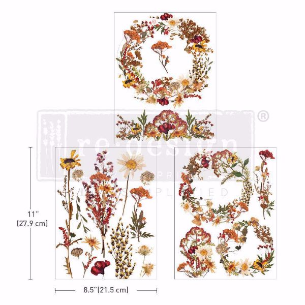 Re-design with Prima - Dried Wildflowers - 3 stk af 21,5 x 28 cm Decor Transfer - 660154