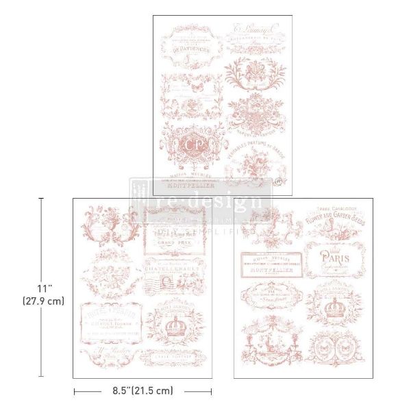 Re-design with Prima - Vintage Labels III - 3 stk af 21,5 x 28 cm Decor Transfer - 662080