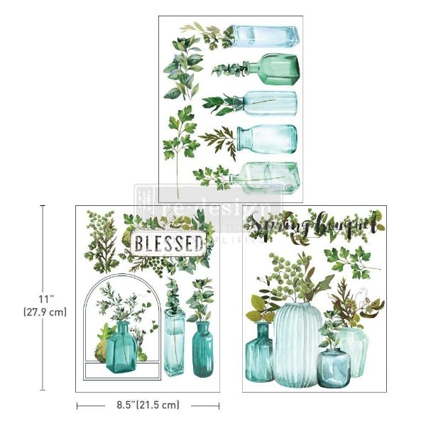 Re-design with Prima - Vintage Greenhouse - 3 stk af 21,5 x 28 cm Decor Transfer - 659271