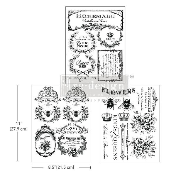 Re-design with Prima - French Labels - 3 stk af 21,5 x 28 cm Decor Transfer - 659233