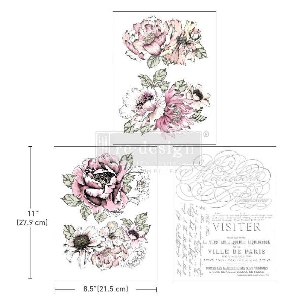 Re-design with Prima - Desert Rose - 3 stk af 21,5 x 28 cm Decor Transfer - 659219