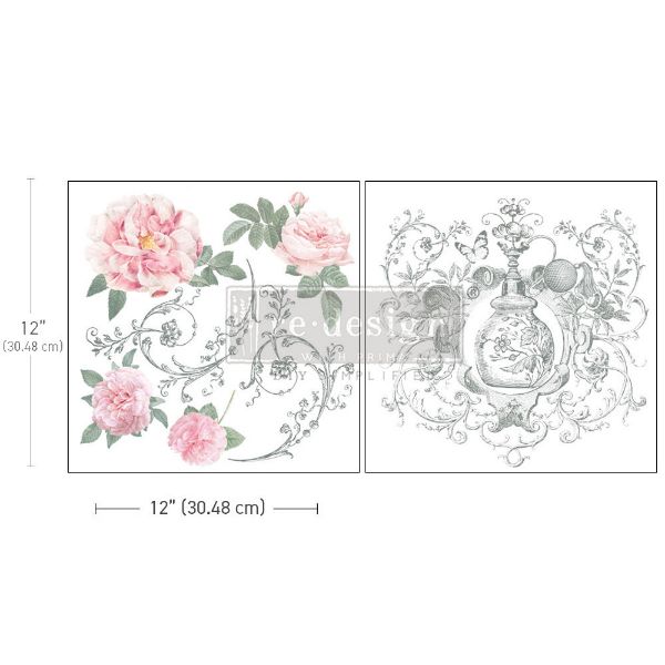 Re-design with Prima - Odeur De Rose - 2 stk af 30 x 30 cm Decor Transfer - 663407