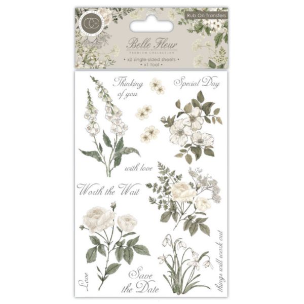 Craft Consortium - Belle Fleur - Rub-on Transfers - 2 stk af 12,5 x 18,5 cm Decor Transfer - CCRUBT001