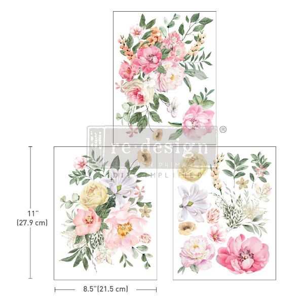 Re-design with Prima - Bouquet for my Love - 3 stk af 21,5 x 28 cm Decor Transfer - 665869