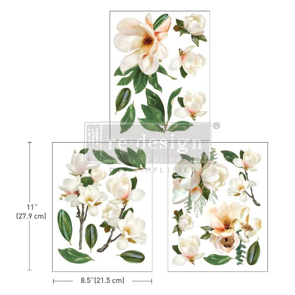 Re-design with Prima - La Gran Magnolia - 3 stk af 21,5 x 28 cm Decor Transfer - 665876