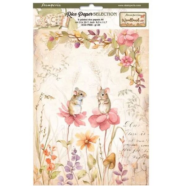 Stamperia Woodland A4 Rice Paper kollektion (6 stk) - DFSA4XWL