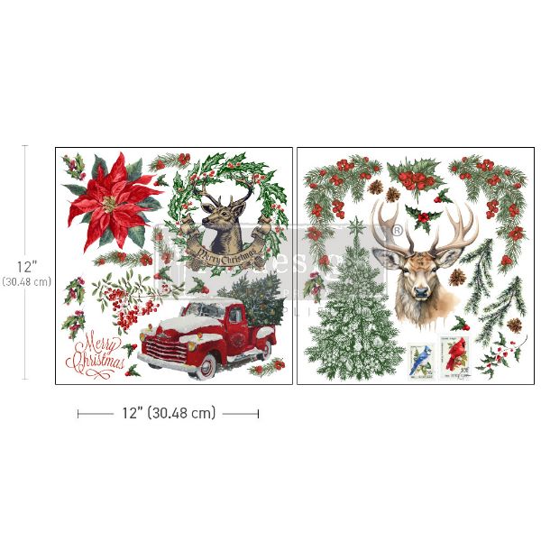 Re-design with Prima - Christmas Memories - 2 stk af 30 x 30 cm Decor Transfer - 667108