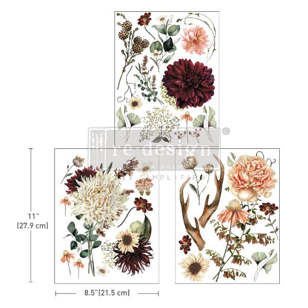 Re-design with Prima -Willow Way - 3 stk af 21,5 x 28 cm Decor Transfer - 666699