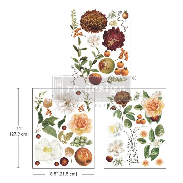 Re-design with Prima -Seasonal Splendor - 3 stk af 21,5 x 28 cm Decor Transfer - 666705