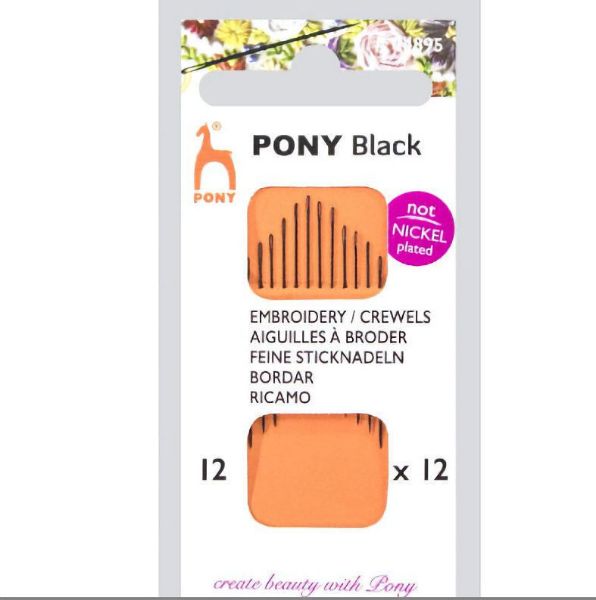 Broderi nåle - Pony Black Str. 12 - 04895