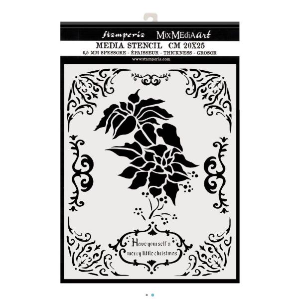 Poinsettia - Julerose - Mask 20 x 25 cm Stencil - KSTD053