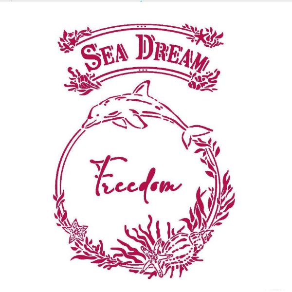 Stamperia Stencil A4 - Romantic Sea Dream Freedom - KSG462