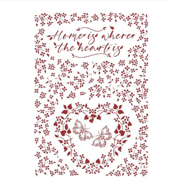 Stamperia Stencil A4 - Provence Home is Where the Hearting - KSG490