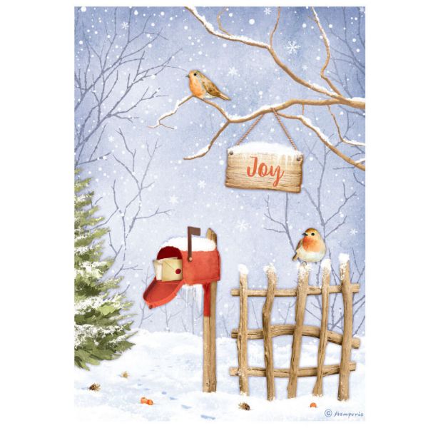 All Around Christmas - Joy Birds - A4 Ris Papir 1 ark - DFSA4798 fra Stamperia