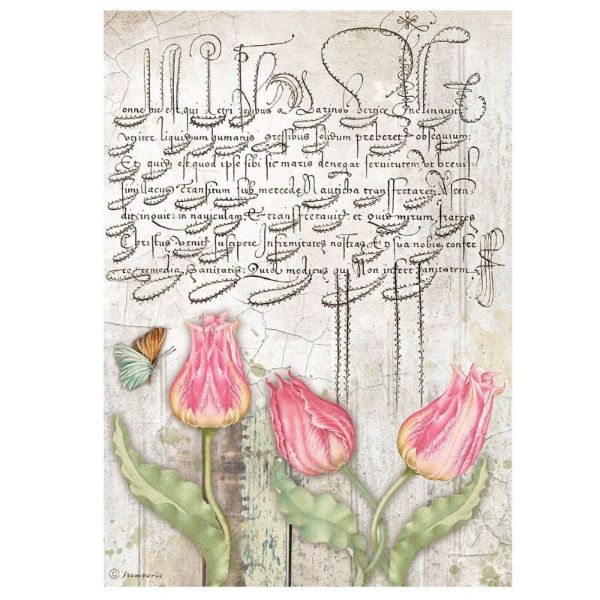 Romantic Garden House - Tulips - A4 Ris Papir 1 ark - DFSA4666 fra Stamperia