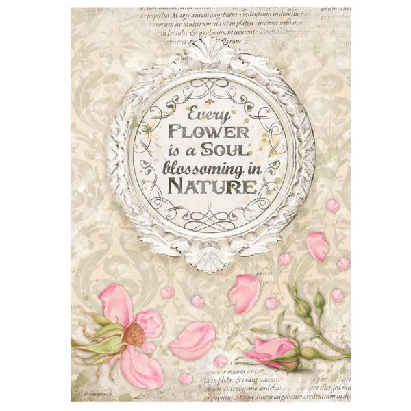 Romantic Garden House - Frame With Quote - A4 Ris Papir 1 ark - DFSA4670 fra Stamperia
