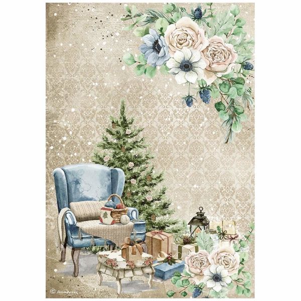 Romantic - Cozy Winter Chair - Embellishment - A4 Ris Papir 1 ark - DFSA4709 fra Stamperia