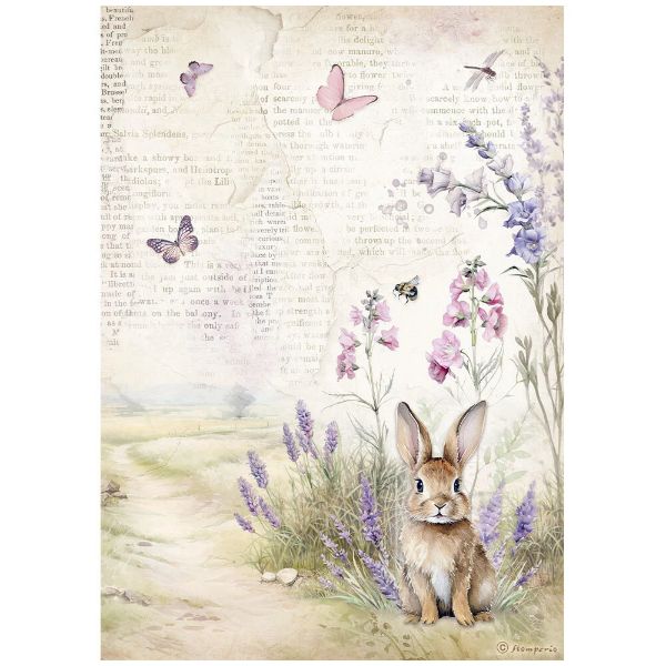 Stamperia Lavender - Bunny - A4 Ris Papir 1 ark - DFSA4883