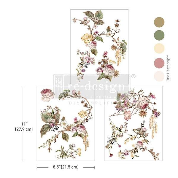 Re-design with Prima - Rosette Royale - 3 stk af 21,5 x 28 cm Decor Transfer - 676698