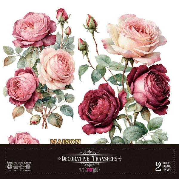 Papers for You - La Vie En Fleurs - 2 stk af 30 x 30 cm Decor Transfer - PFY-14791