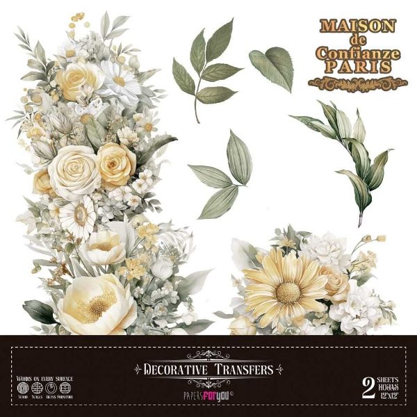 Papers for You - La Vie En Fleurs - 2 stk af 30 x 30 cm Decor Transfer - PFY-14787