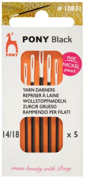 Uld nåle - Yarn Darners - Pony Black Str. 14/18