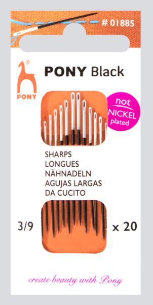 Spidse lange nåle - Sharps Longues - Pony Black Str. 3/9