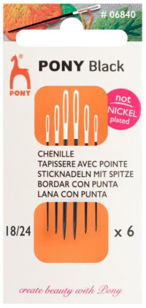 Stramaj nåle - Chenille Tapissere - Pony Black Str. 18/24