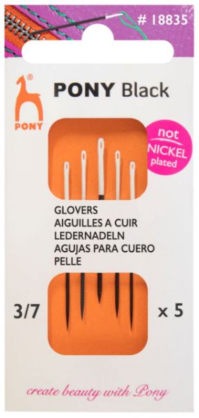 Læder nåle - Glovers - Pony Black Str. 3/7