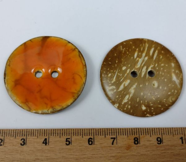 Kokos knap - Gul - 40 mm