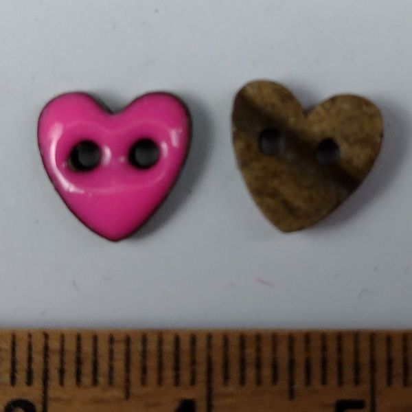 Kokos knap - Lille pink hjerte - 12 mm