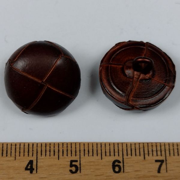 Flettet læderknap - Rødbrun - 18 mm