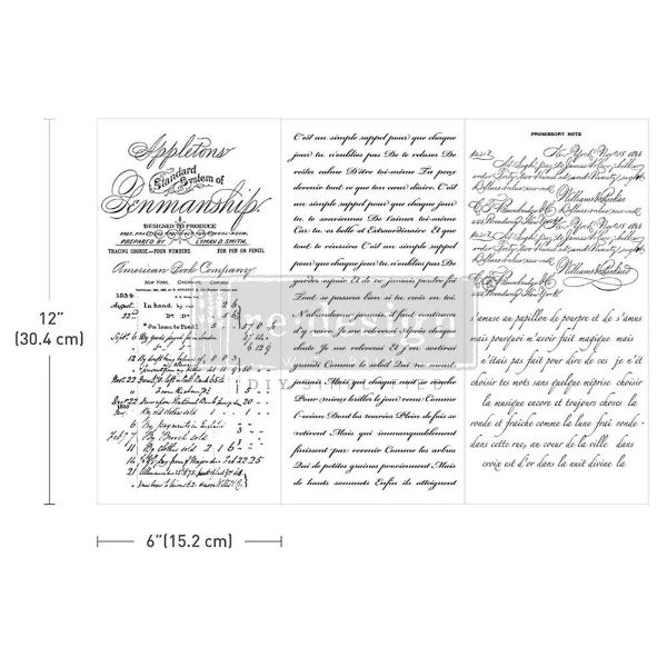 Re-design with Prima - Vintage Scrips Mastery - 3 stk af 15 x 30 cm Decor Transfer - 675592