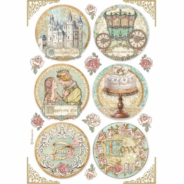 Stamperia Sleeping Beauty Rounds - A4 Ris Papir 1 ark - DFSA4576
