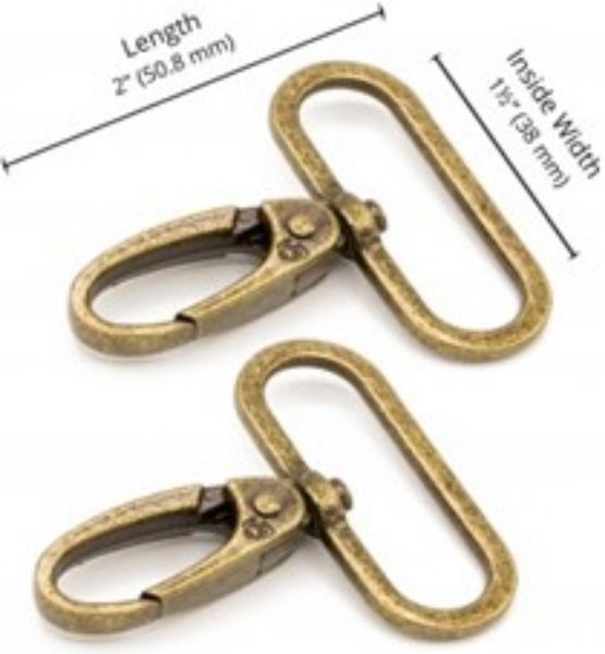Karabin snap - 2 stk - Antik bronze - by Annie - HAR1.5-SW-AB-TWO