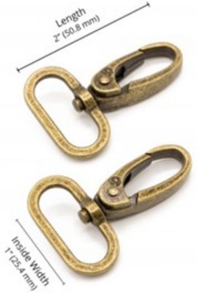 Karabin snap 1" - 2 stk - Antik bronze - by Annie - HAR1-SW-AB-TWO