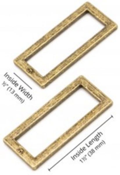 Firkants ringe 1.5" - 2 stk - Antik bronze - by Annie - HAR1.5-RR-AB-TWO